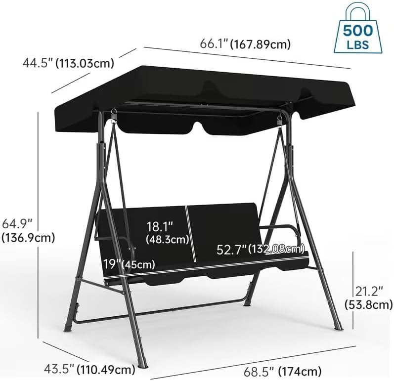 Brown Outdoor Patio Glider Swing Bench