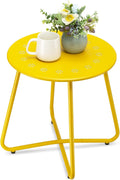 Yellow Metal Round Outdoor Patio Side Table
