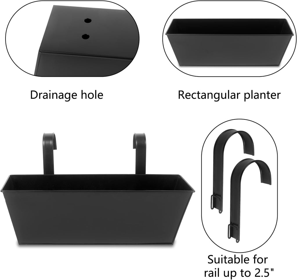 Metal Hanging Railing Flower Planter Boxes