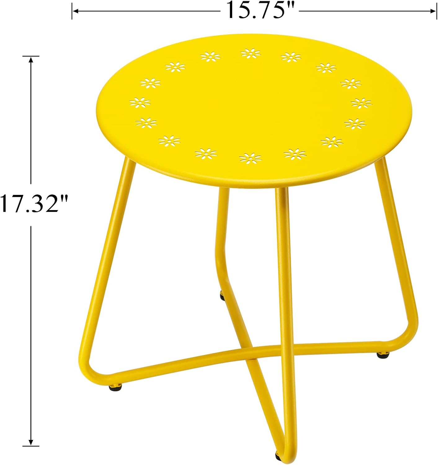 Yellow Metal Round Outdoor Patio Side Table