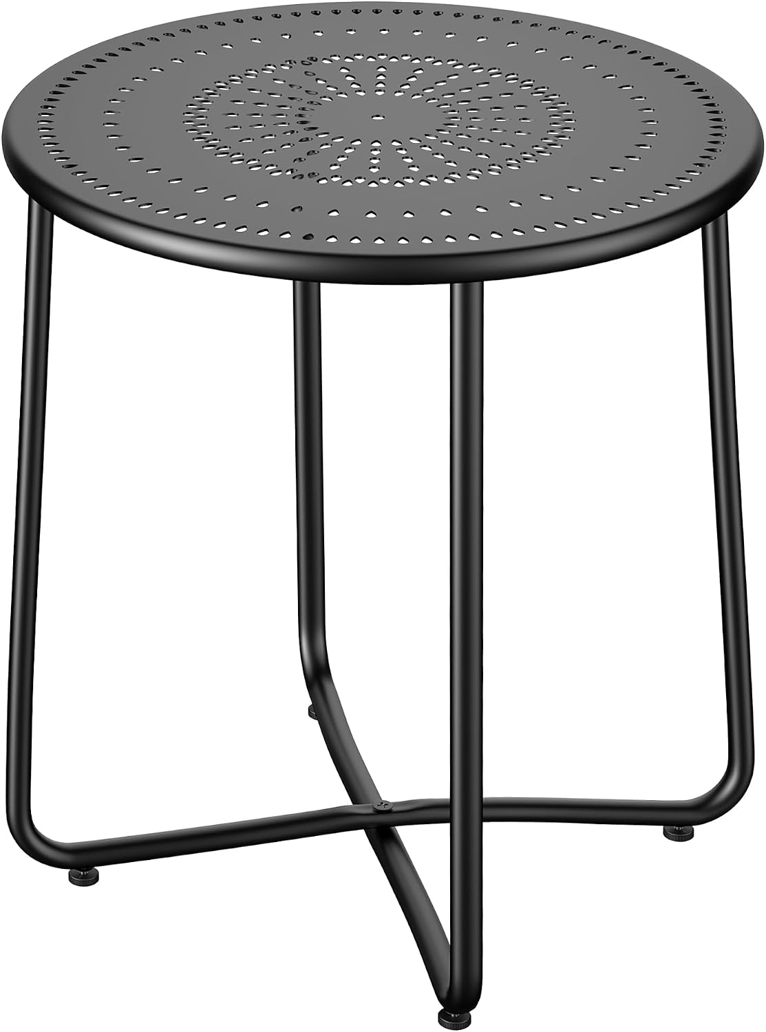 Black Metal Round Outdoor Patio Side Table