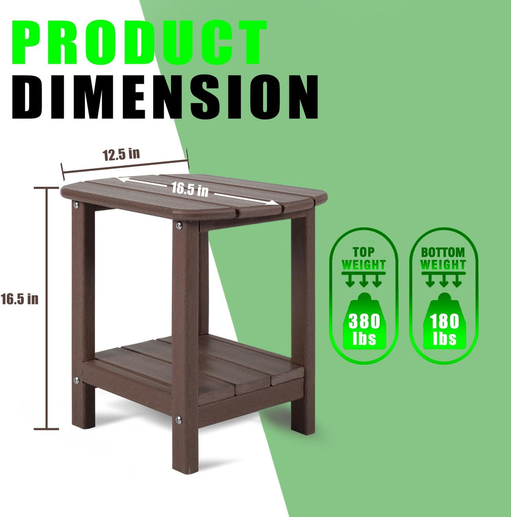 HDPE 2‑Tier Square Outdoor Side Table