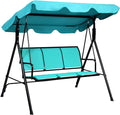 Turquoise 3‑Seat Outdoor Patio Swing Bench