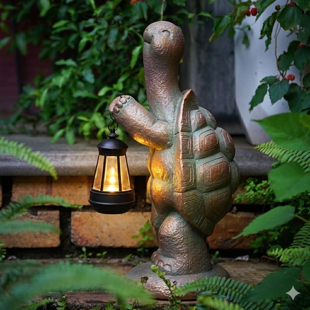 Solar Turtle Garden Statue With Lantern