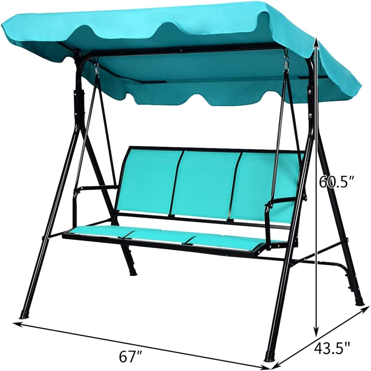 Turquoise 3‑Seat Outdoor Patio Swing Bench