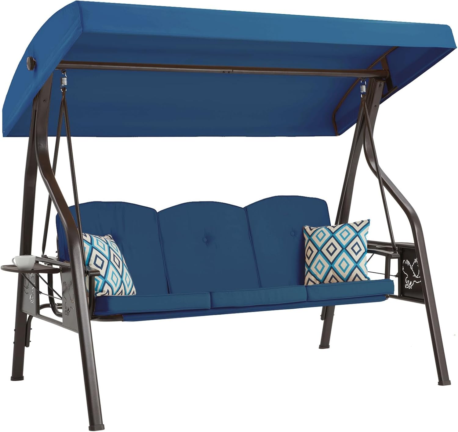 Blue 3‑Seat Outdoor Porch Swing Chair