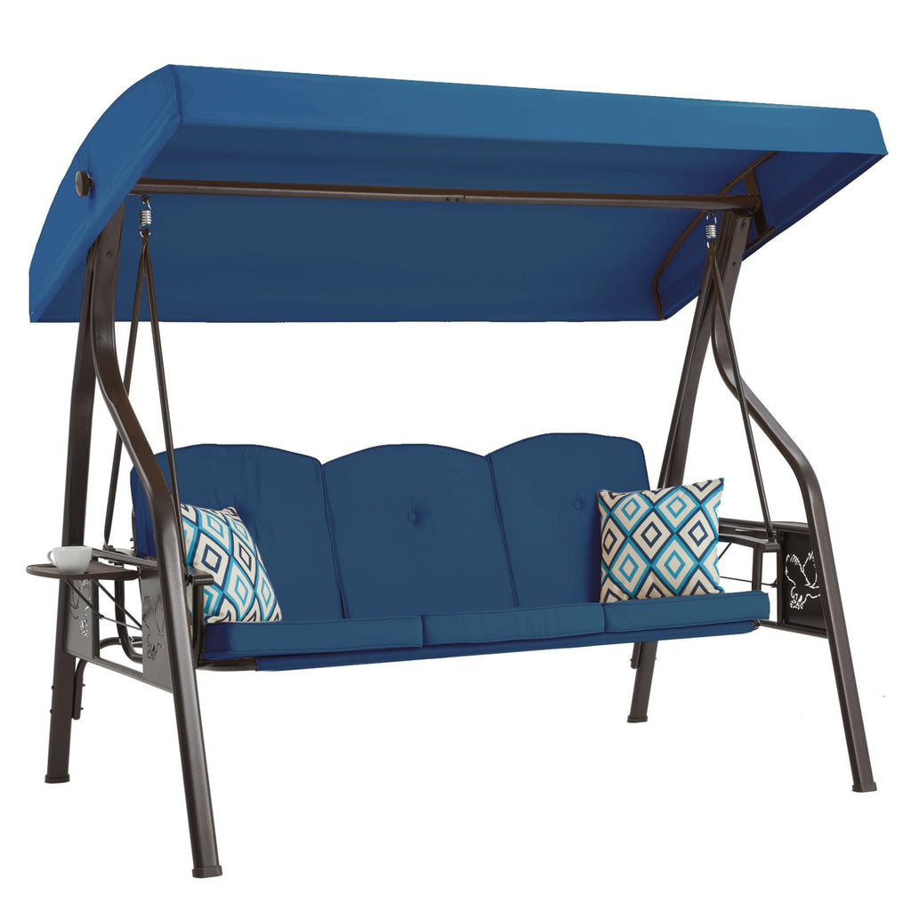 Blue 3‑Seat Outdoor Porch Swing Chair