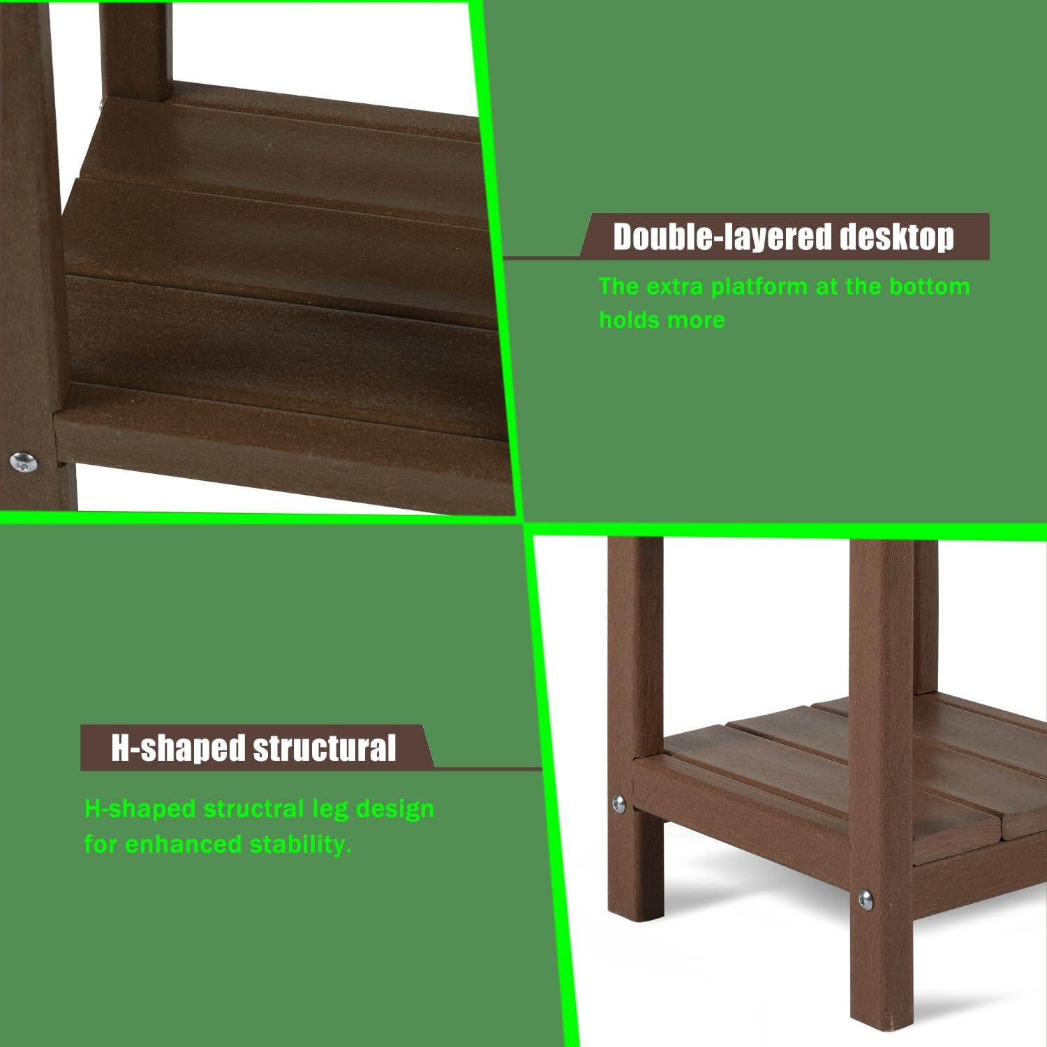 HDPE 2‑Tier Square Outdoor Side Table