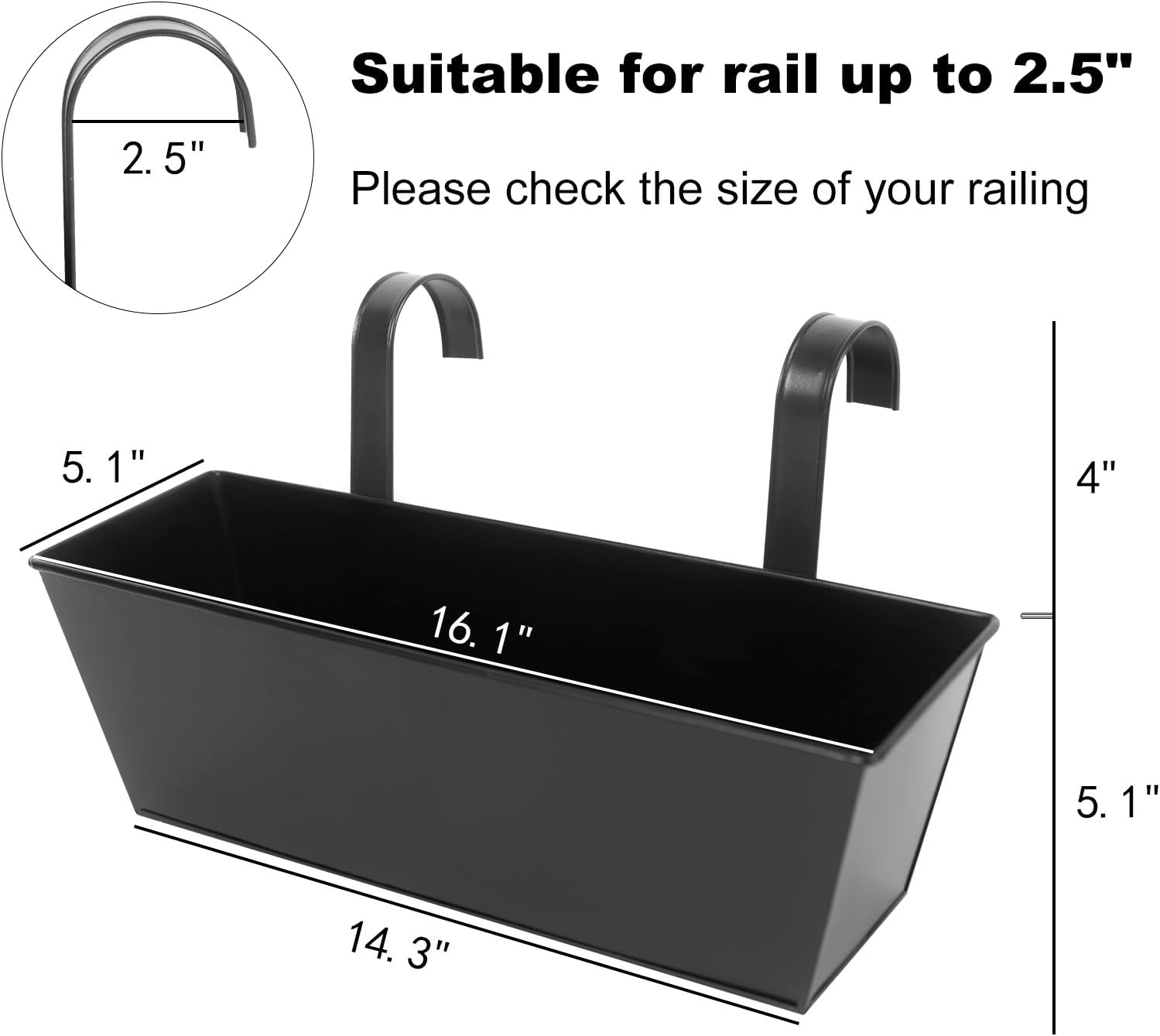 Metal Hanging Railing Flower Planter Boxes