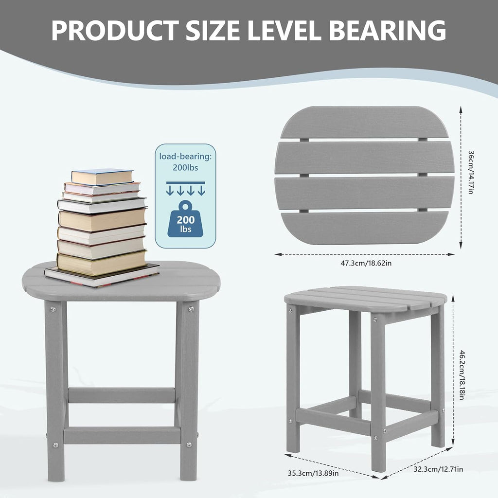 Grey HDPE Outdoor Adirondack Side Table