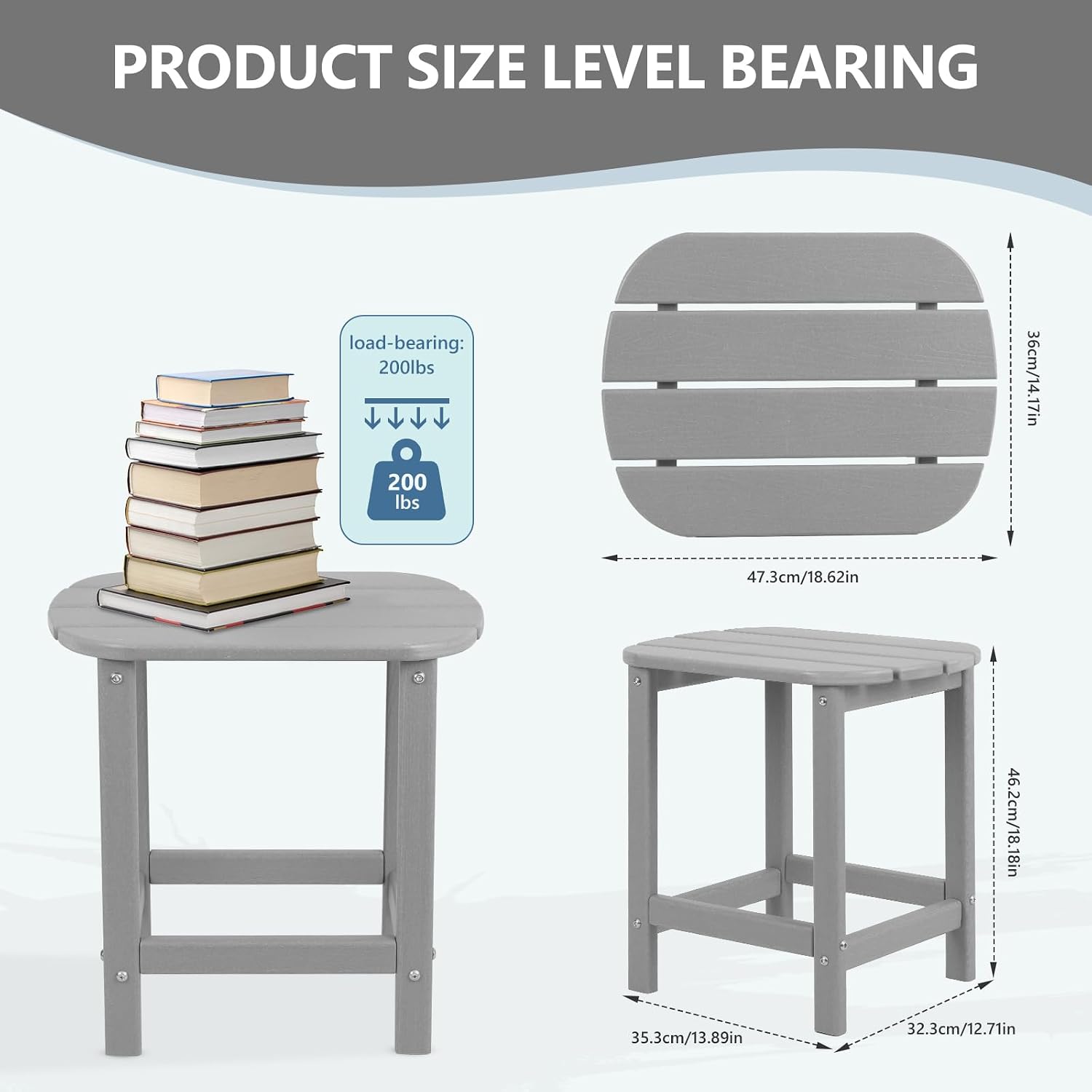 Grey HDPE Outdoor Adirondack Side Table