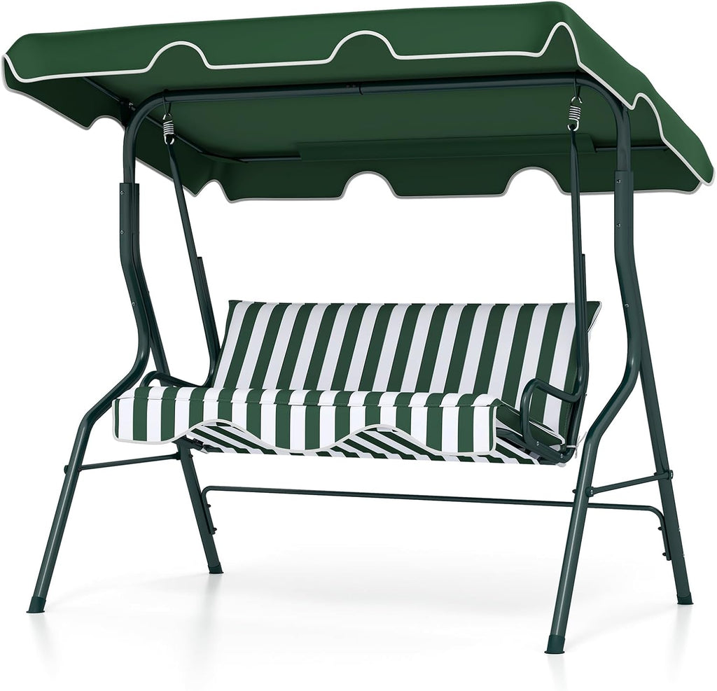 Green 3‑Seat Outdoor Porch Swing