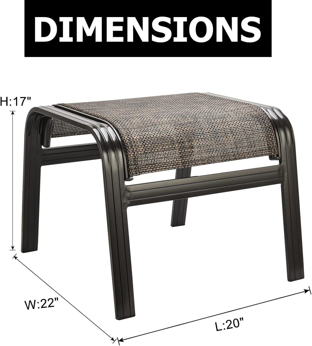 Brown Metal Outdoor Patio Ottoman Footstools