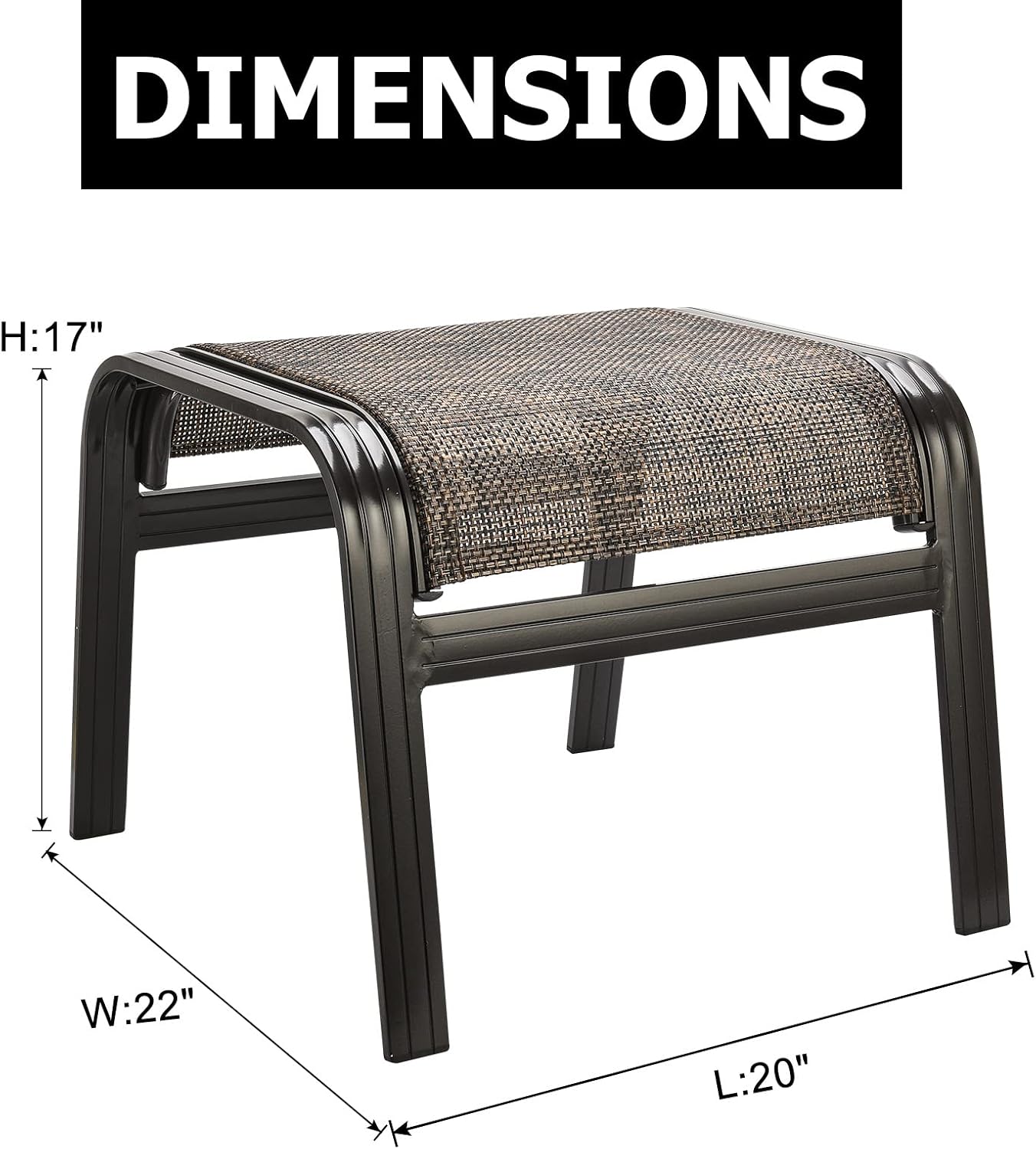 Brown Metal Outdoor Patio Ottoman Footstools