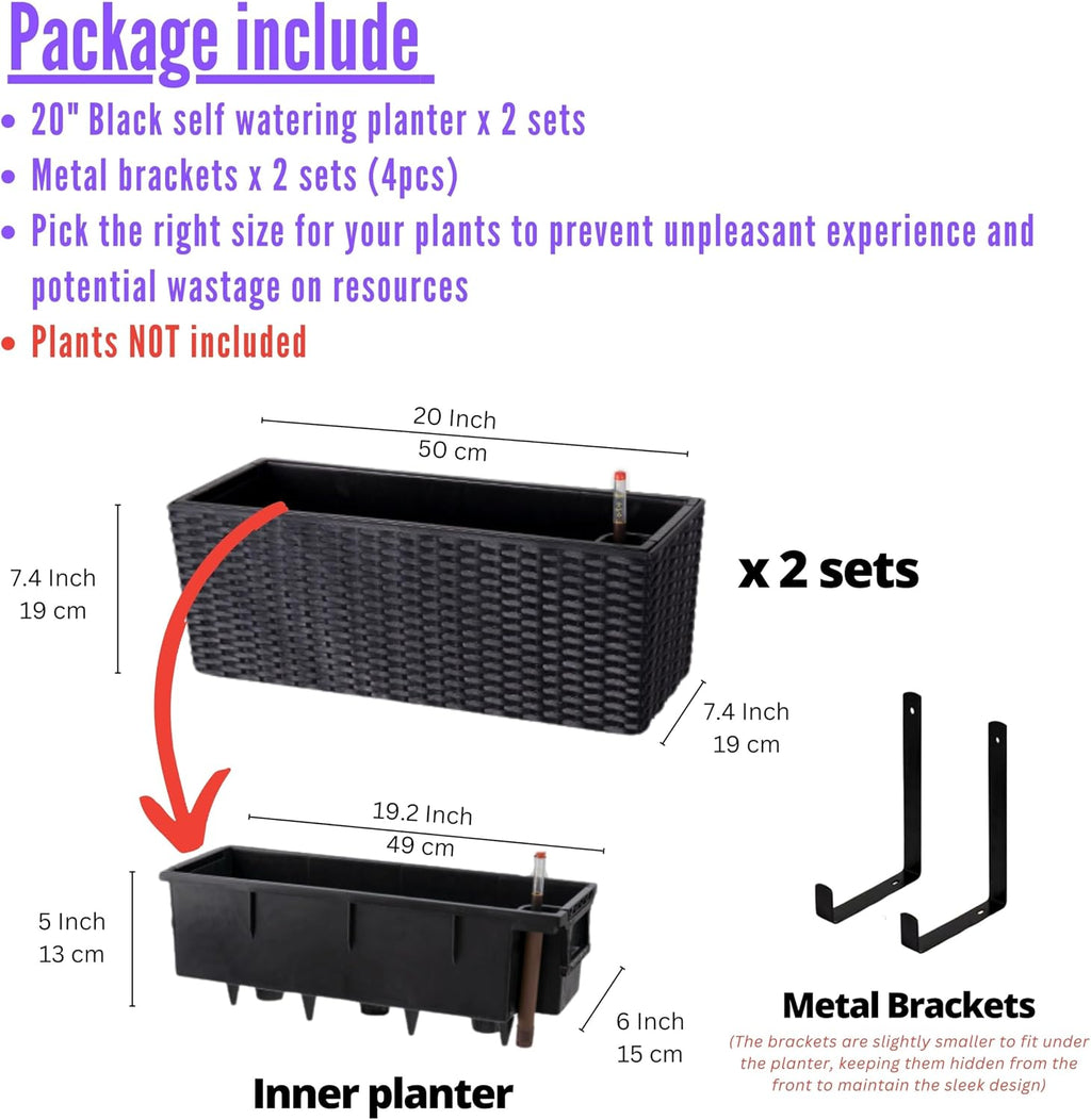 Black Wall‑Mounted Flower Planter Boxes