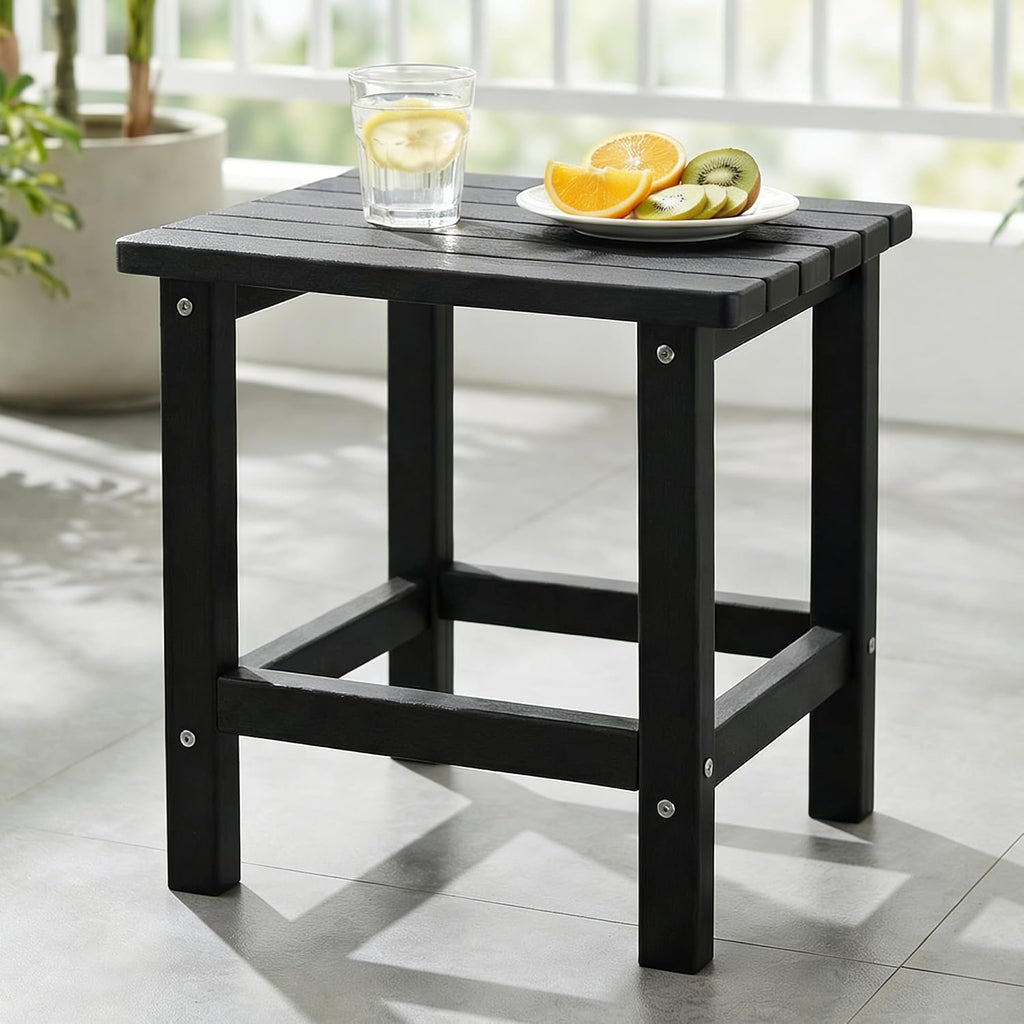 Black HDPE Weather‑Resistant Outdoor Side Table