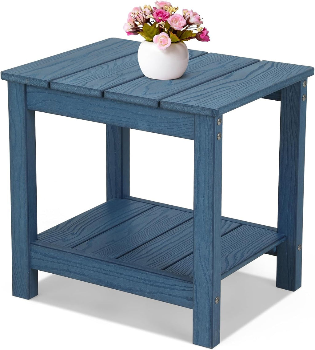 Blue 2‑Tier HIPS Weather‑Resistant Patio Side Table