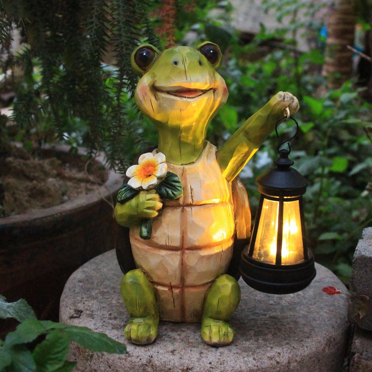 Resin Solar Turtle Garden Decor Statue