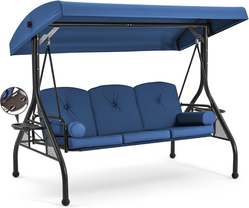 3‑Seat Outdoor Porch Swing Bench