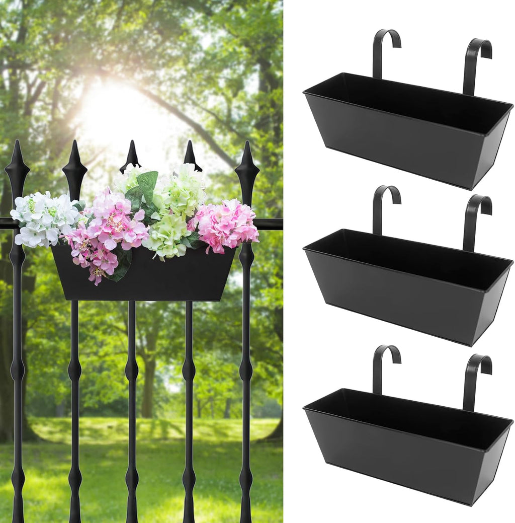 Metal Hanging Railing Flower Planter Boxes