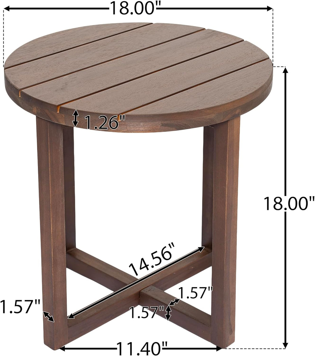 Dark Oak Acacia Wood Outdoor Round Side Table