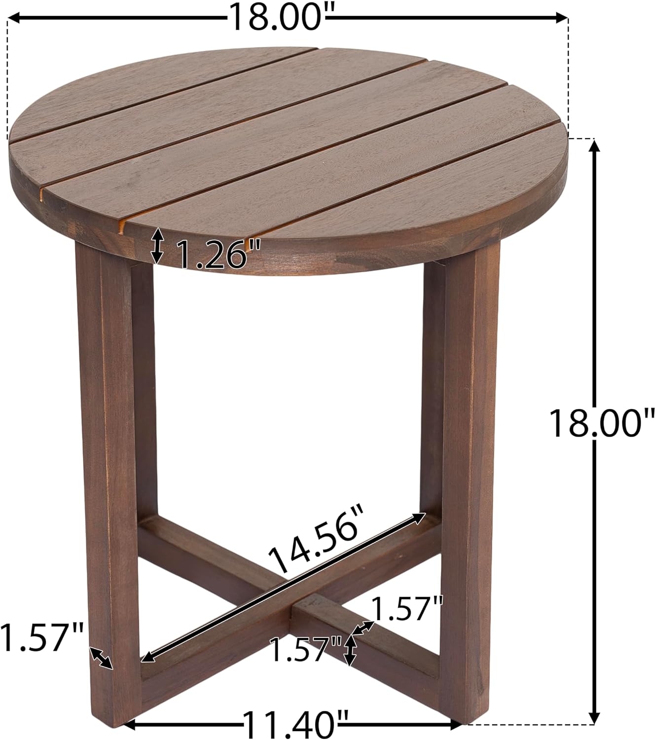 Dark Oak Acacia Wood Outdoor Round Side Table