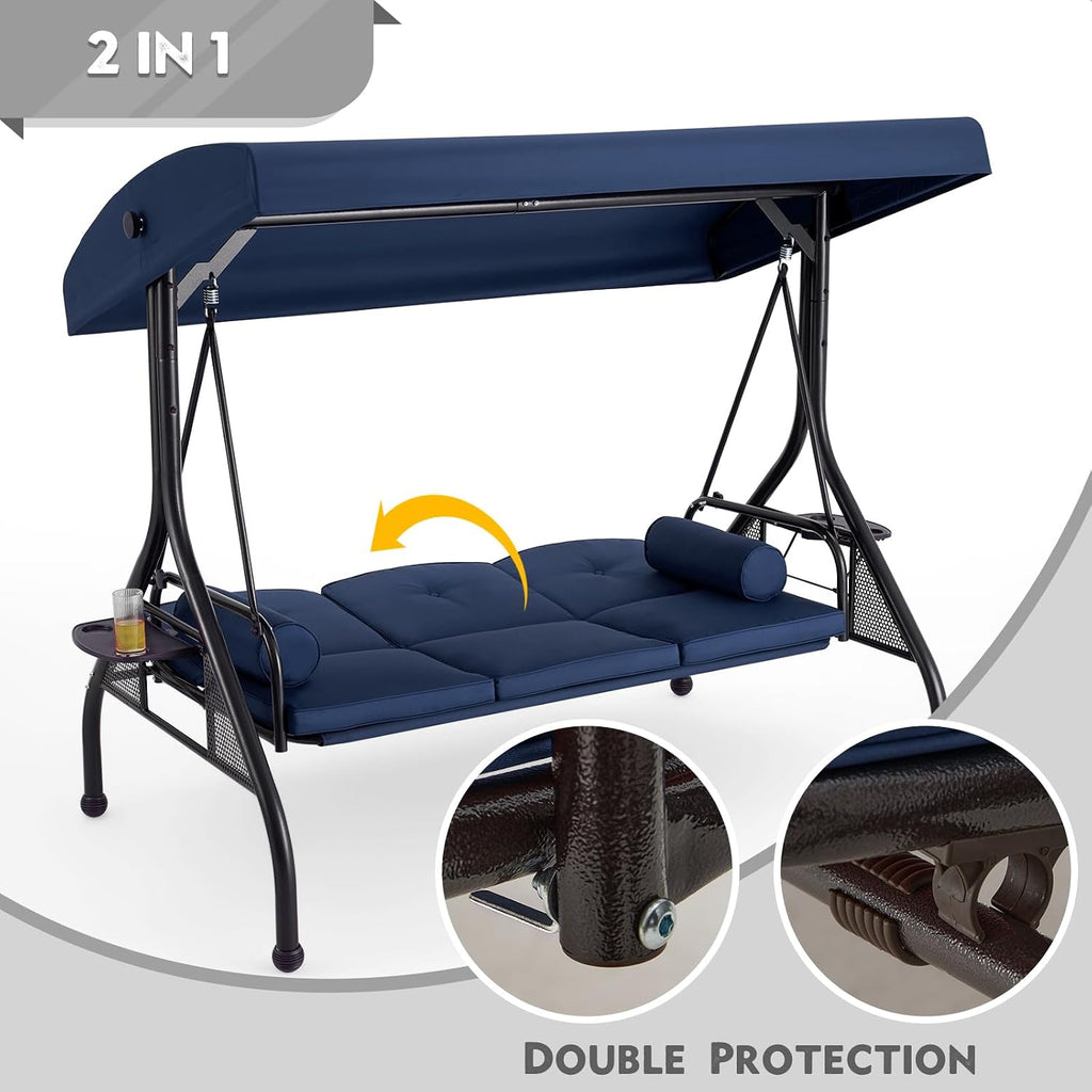 3‑Seat Outdoor Porch Swing Bench