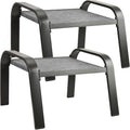 Grey Textilene Waterproof Outdoor Patio Ottomans