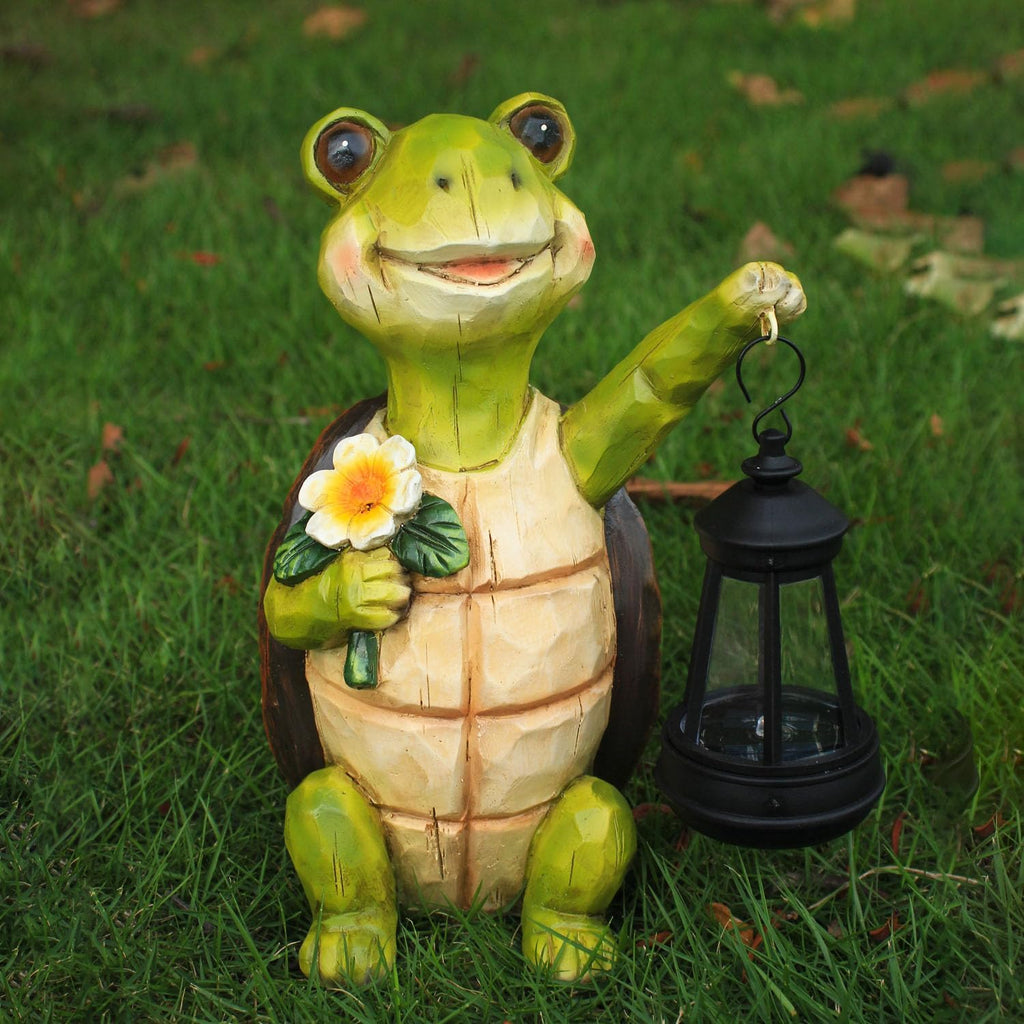 Resin Solar Turtle Garden Decor Statue