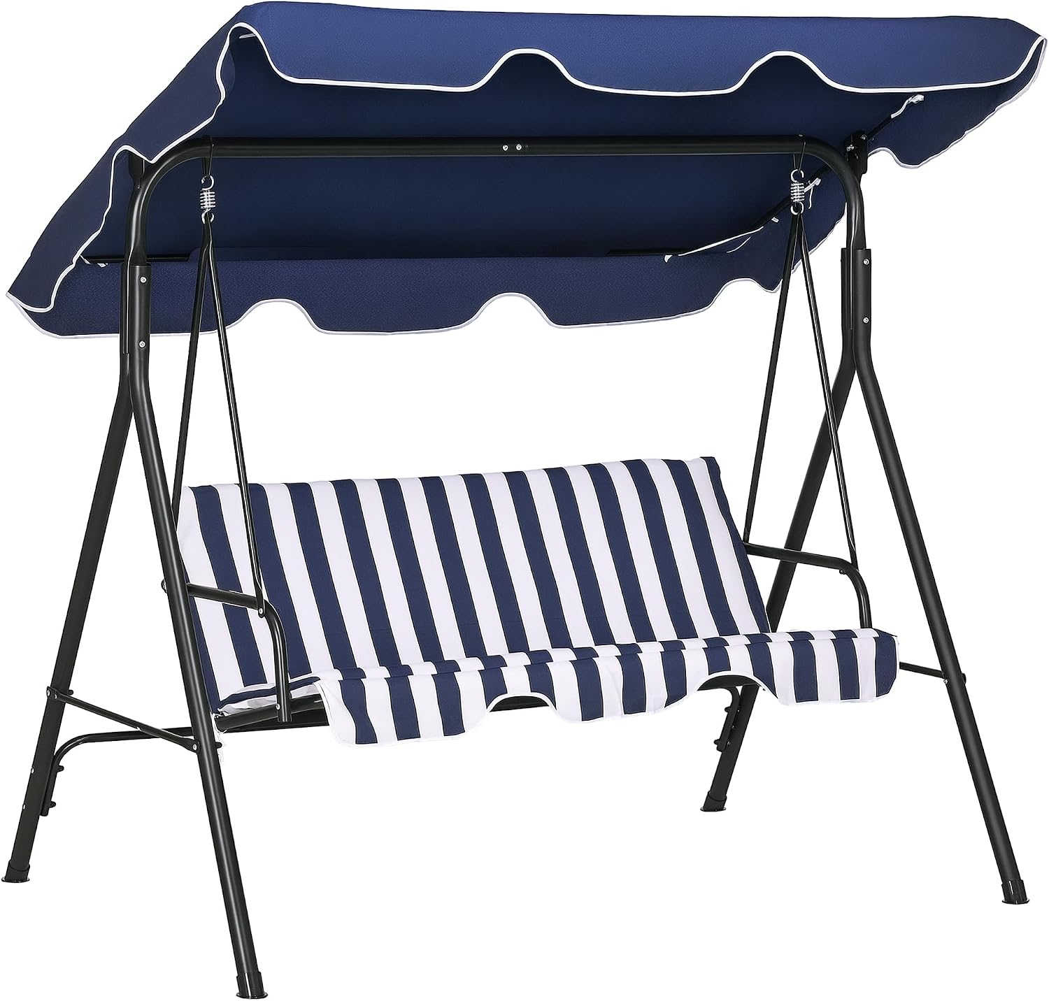 Dark‑Blue 3‑Person Porch Swing Bench