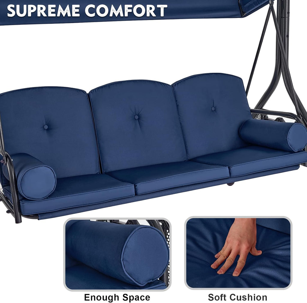 3‑Seat Outdoor Porch Swing Bench