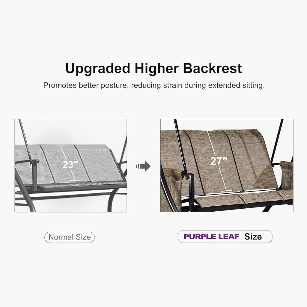 3‑Seat Outdoor Porch Swing Chair