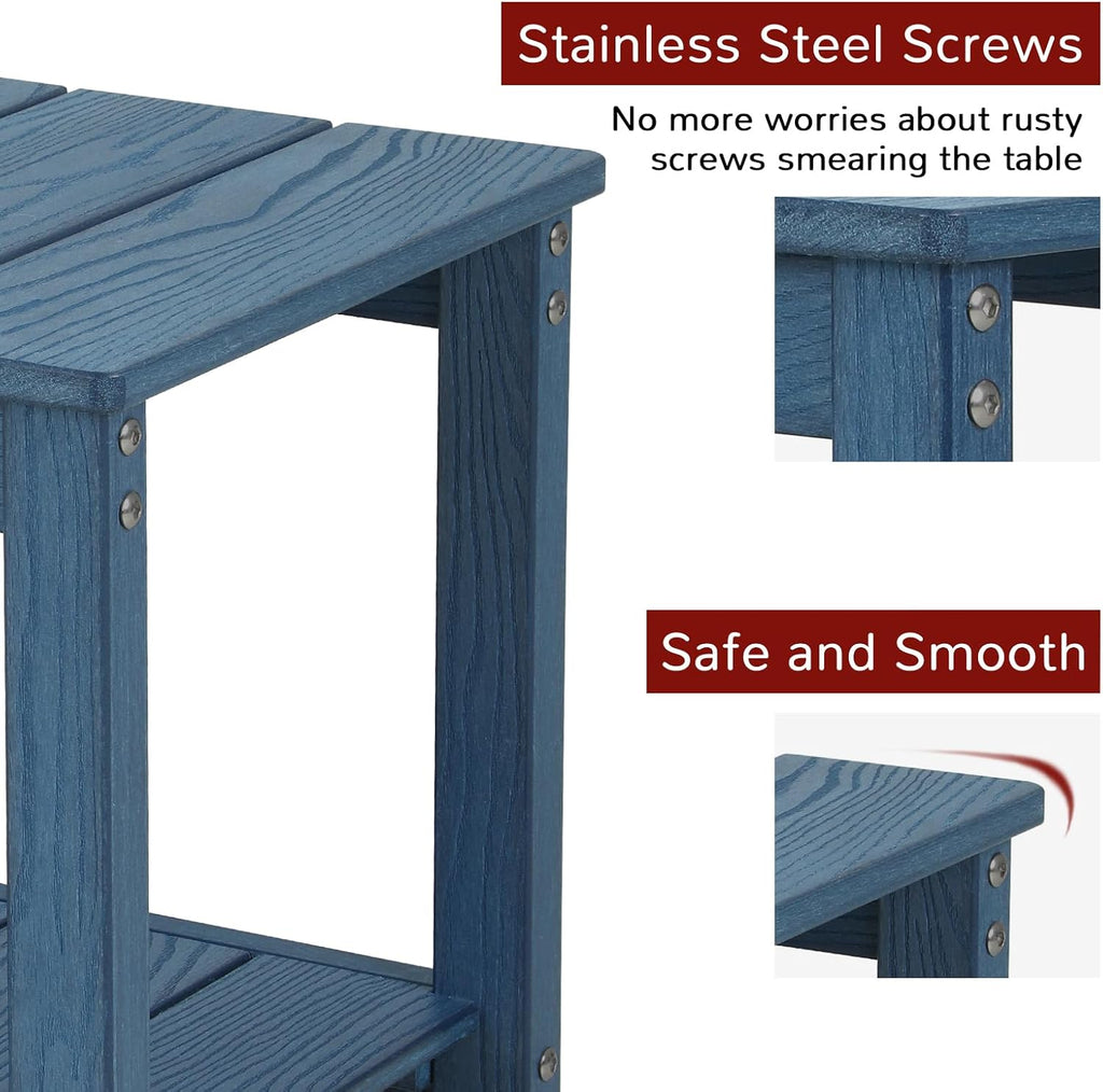 Blue 2‑Tier HIPS Weather‑Resistant Patio Side Table