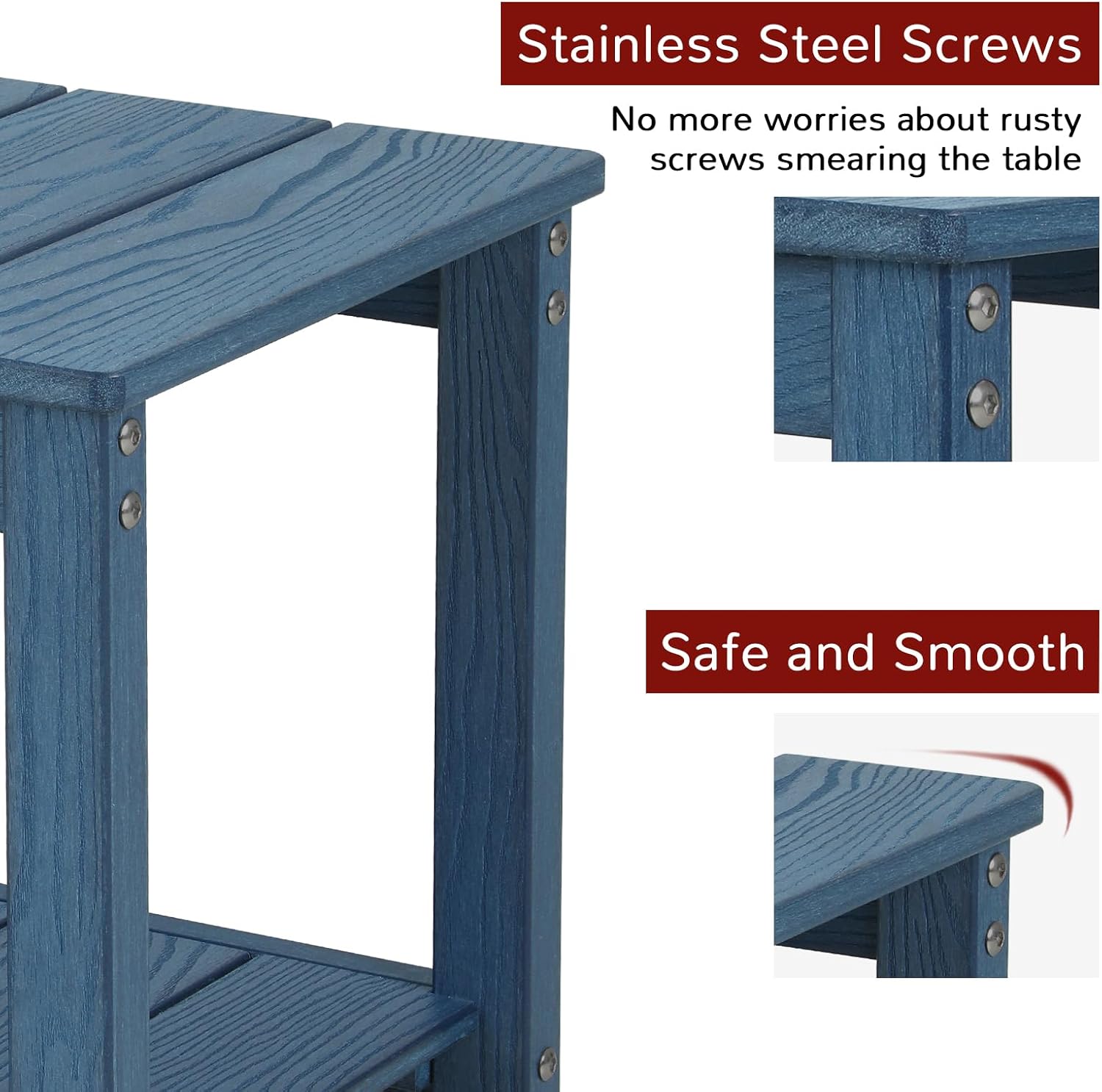 Blue 2‑Tier HIPS Weather‑Resistant Patio Side Table