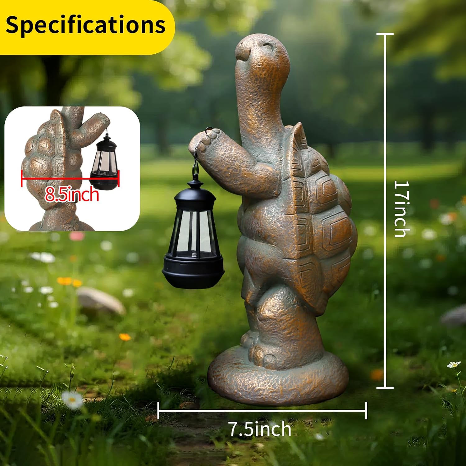 Solar Turtle Garden Statue With Lantern