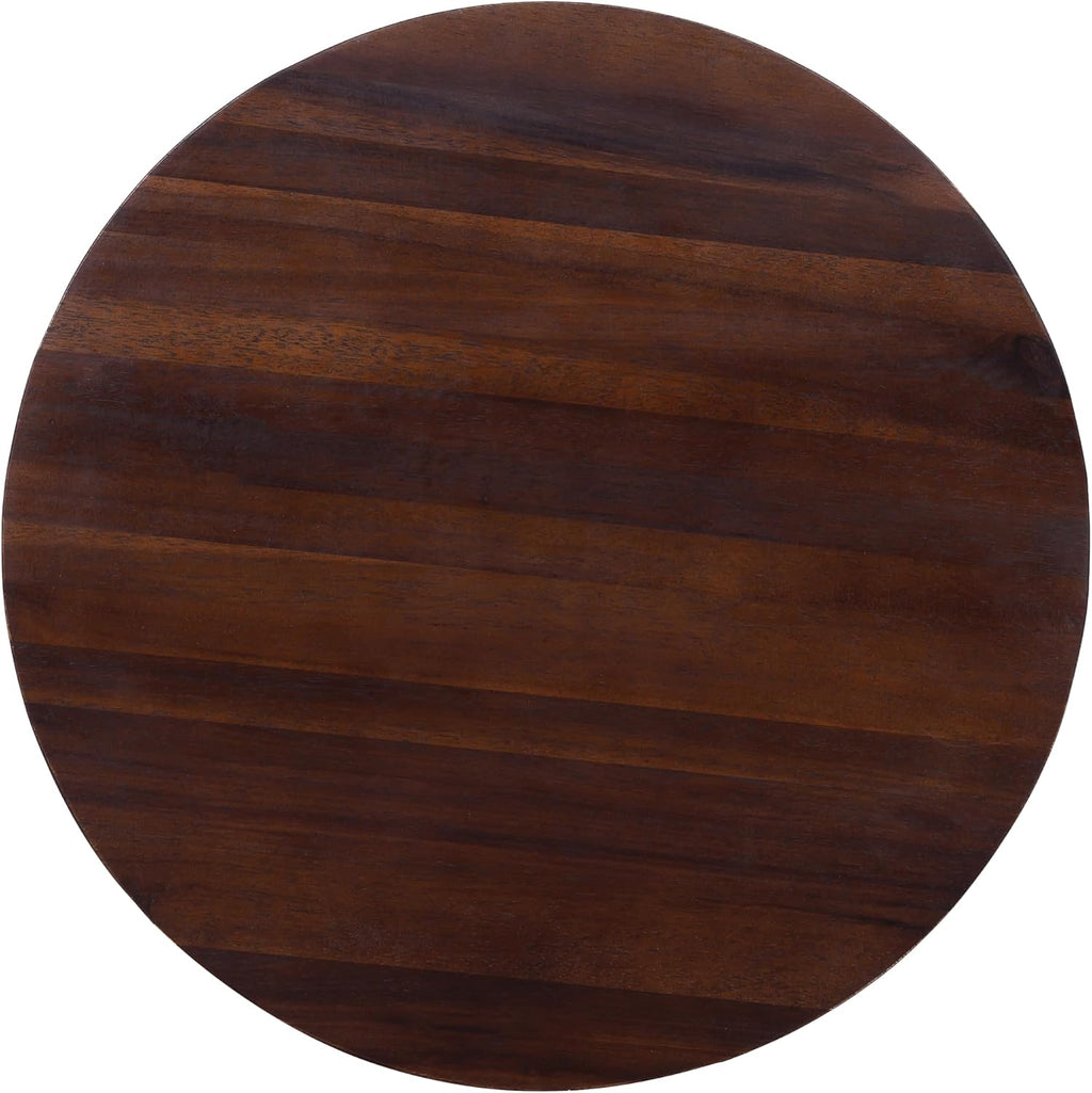 Dark Brown Acacia Wood Round Outdoor Table
