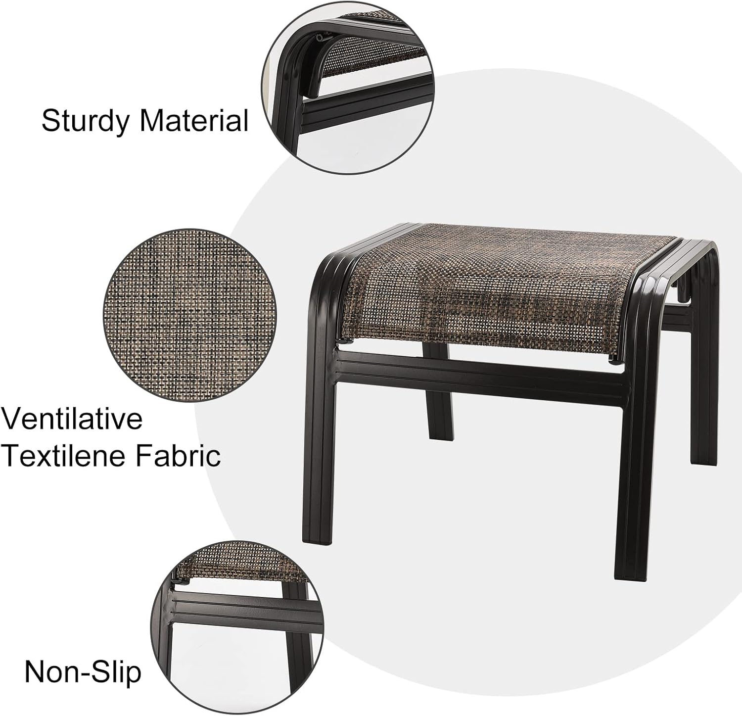 Brown Metal Outdoor Patio Ottoman Footstools