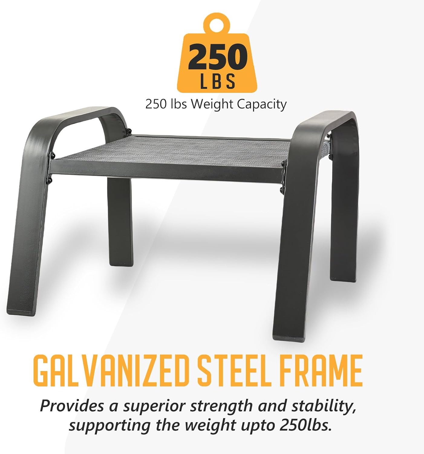 Grey Textilene Waterproof Outdoor Patio Ottomans