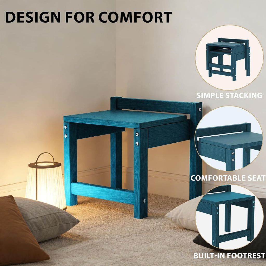 Navy HDPE Stackable Indoor Outdoor Foot Stool