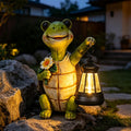 Resin Solar Turtle Garden Decor Statue