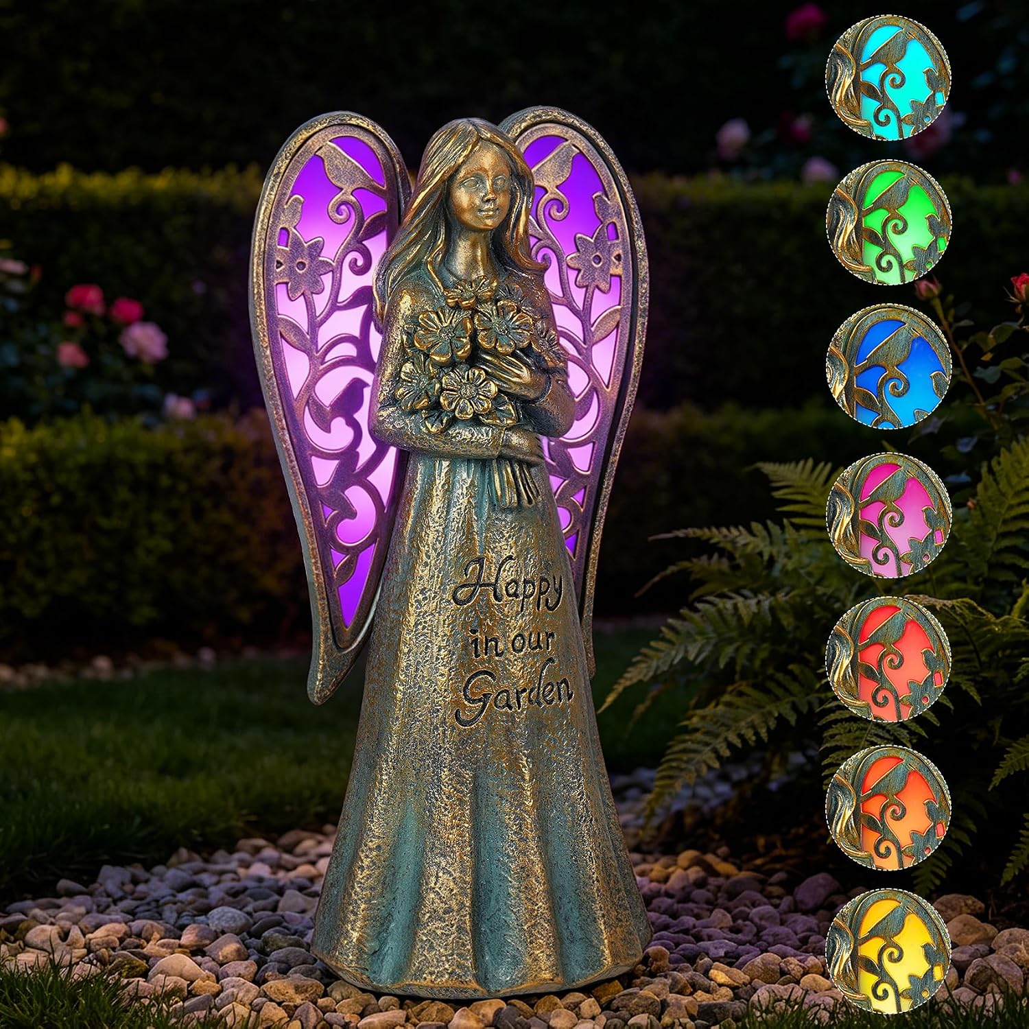 Solar Angel Garden Decor Resin Statue