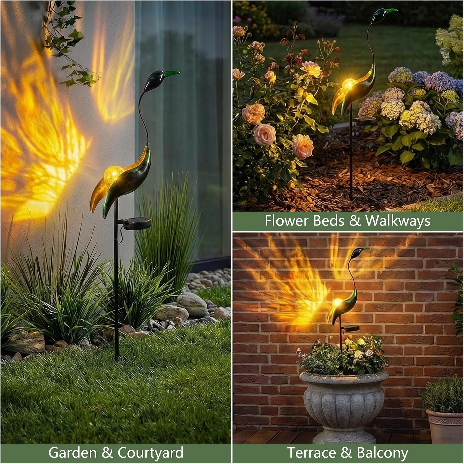 Solar Crane Outdoor Garden Decor Statue