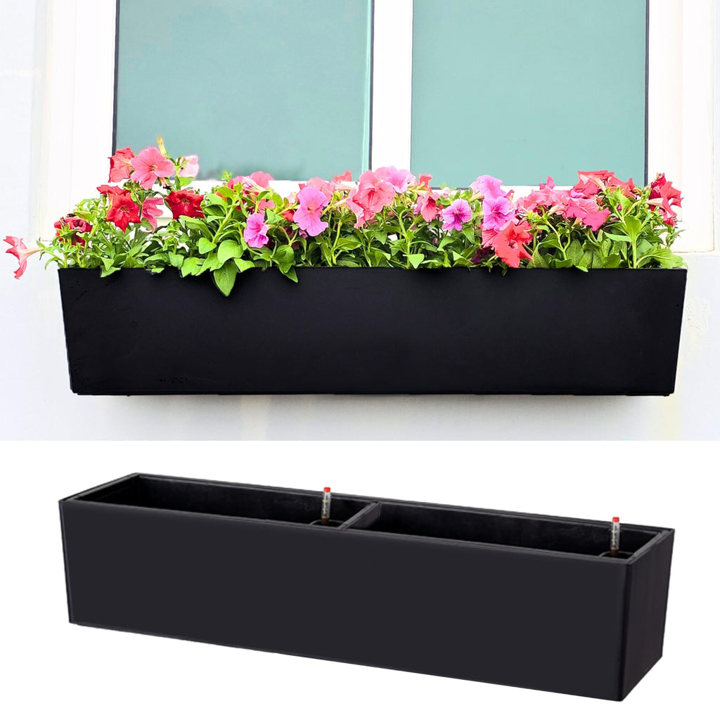 Black Self‑Watering Wall Flower Planter Boxes