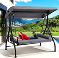 Grey 3‑Seat Outdoor Porch Swing Bed