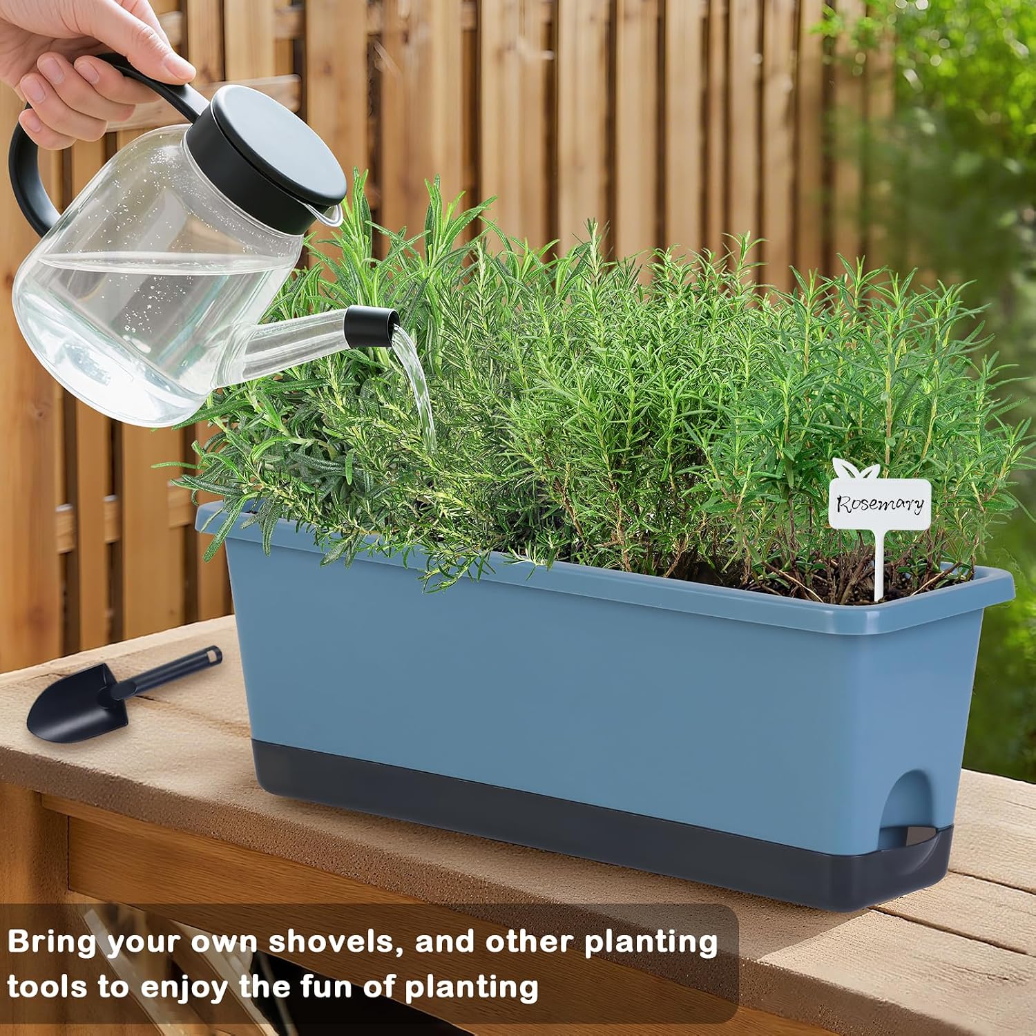 Rectangle Blue Window Herb Flower Planter Boxes