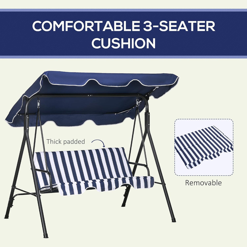 Dark‑Blue 3‑Person Porch Swing Bench