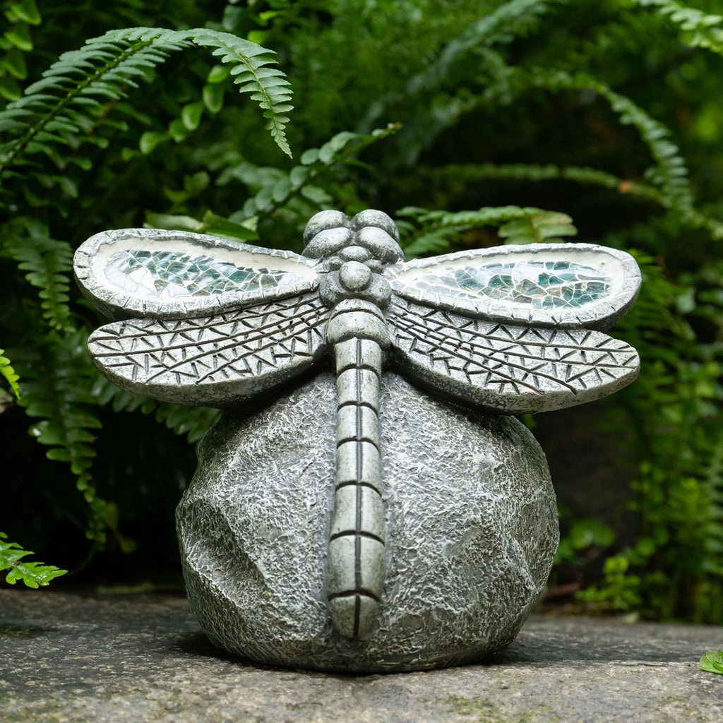 Resin Solar Dragonfly Garden Decor Statue