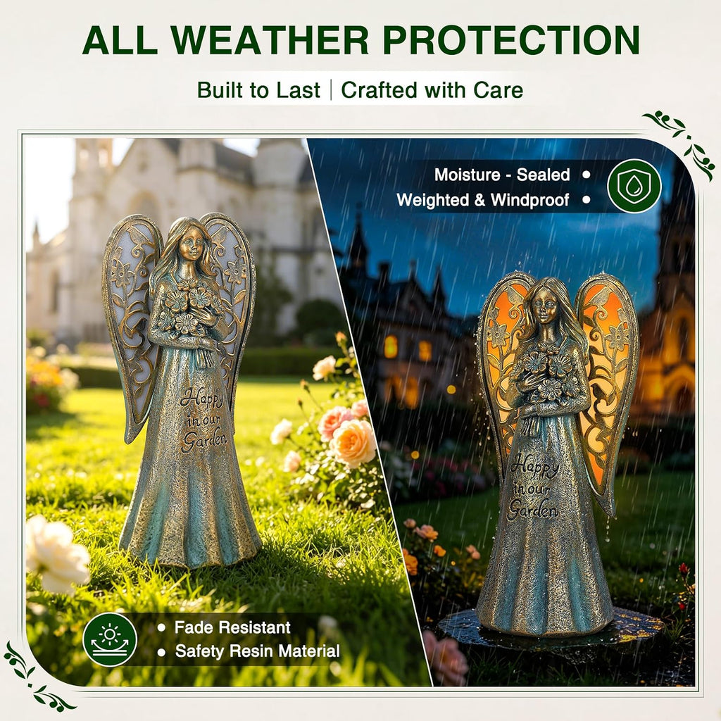 Solar Angel Garden Decor Resin Statue