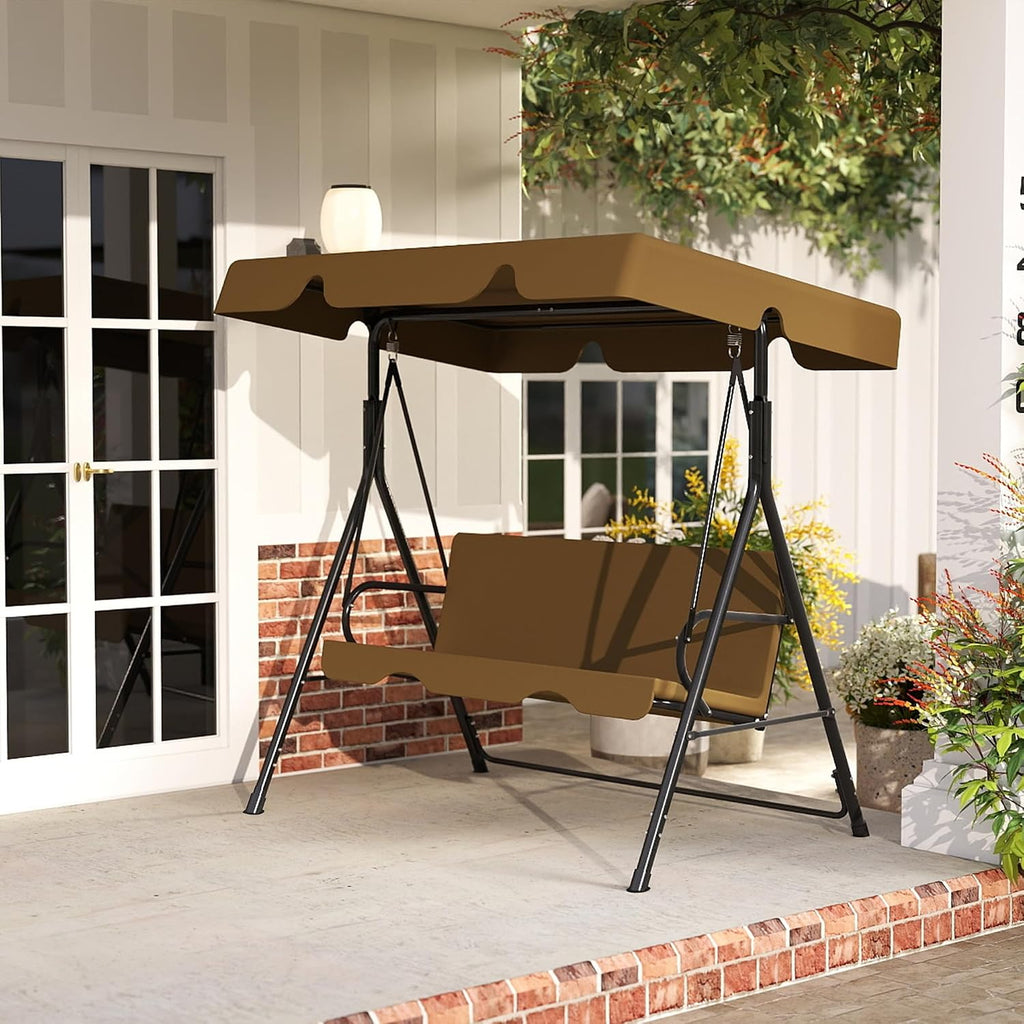 Brown Outdoor Patio Glider Swing Bench