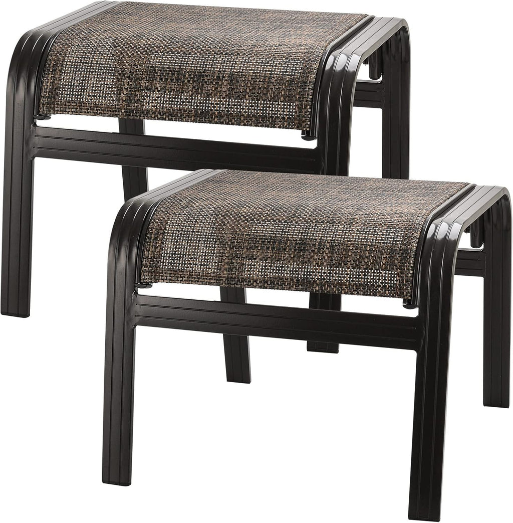 Brown Metal Outdoor Patio Ottoman Footstools